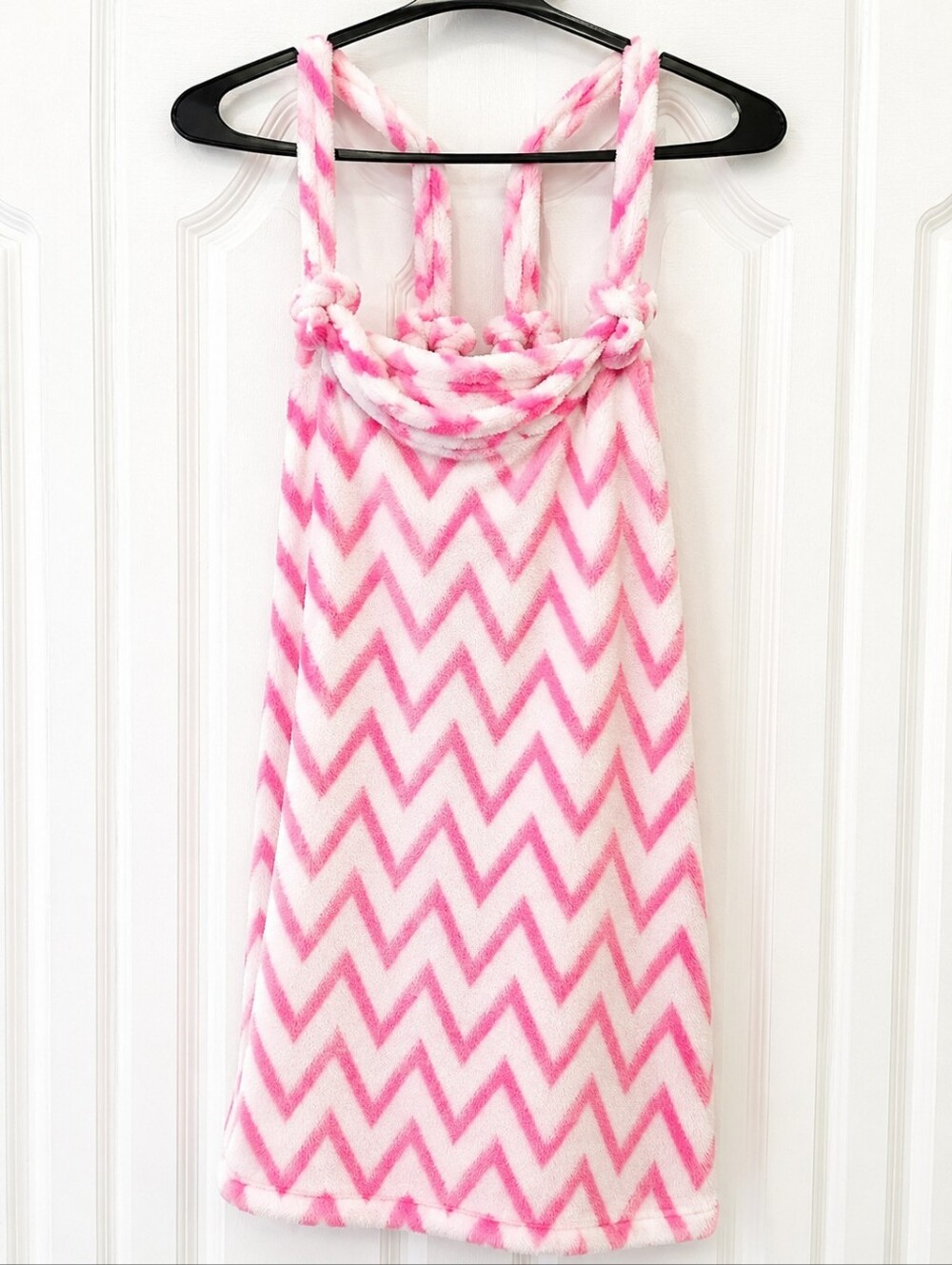 NWOT Pink Chevron Plush Spa Robe Cozy Lounge Sleepwear Large